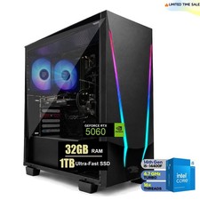 Gaming PC Desktop Up to i5-14400F 64GB RAM 2TB NVMe SSD NVIDIA GeForce RTX 5060