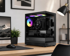 Gaming Desktop Ryzen PC Up to 32GB RAM 1TB SSD RTX 5060 Win11 Wifi  Black ARGB