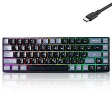 Wired 60 Percent Mechanical Gaming Keyboard RGB LED Backlit Black Grey