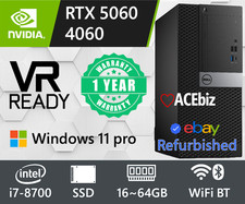 VR Ready Windows 11 Gaming PC RTX 5060 4060 Core i7 SSD WiFi BT Desktop Computer