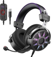 FIFINE H19 Open-Back Wired USB Gaming Headset with Mic for PC, PS5/PS4 - Black