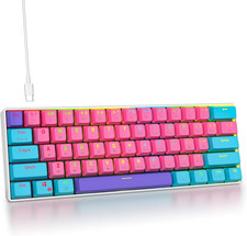60% Mechanical Gaming Keyboard, Red Switch, RGB Backlit, 61 Keys Compact Wired