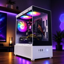 ARGB White Gaming Desktop Intel i7 PC 64 GB RAM 1TB SSD RTX 5060 Win11 Wifi