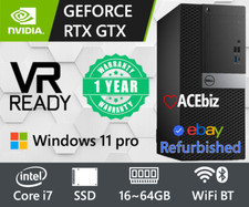 VR Ready Gaming PC Desktop Computer RTX 4060 GTX 1660 Windows 11 i7/SSD/WiFi/BT
