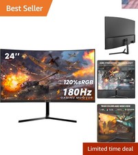 24” Curved Gaming Monitor, 180Hz/144Hz FHD 1080P, Support 120% sRGB, AMD Free...