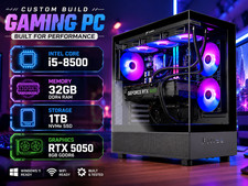 RGB Gaming PC Desktop inter 8th Gen Compute 32GB RAM 1TB SSD RTX 5050 Win11 Wifi