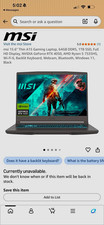 MSI Thin A15 15.6in Gaming Laptop Ryzen 5 7535HS RTX 4050 64GB 1TB SSD
