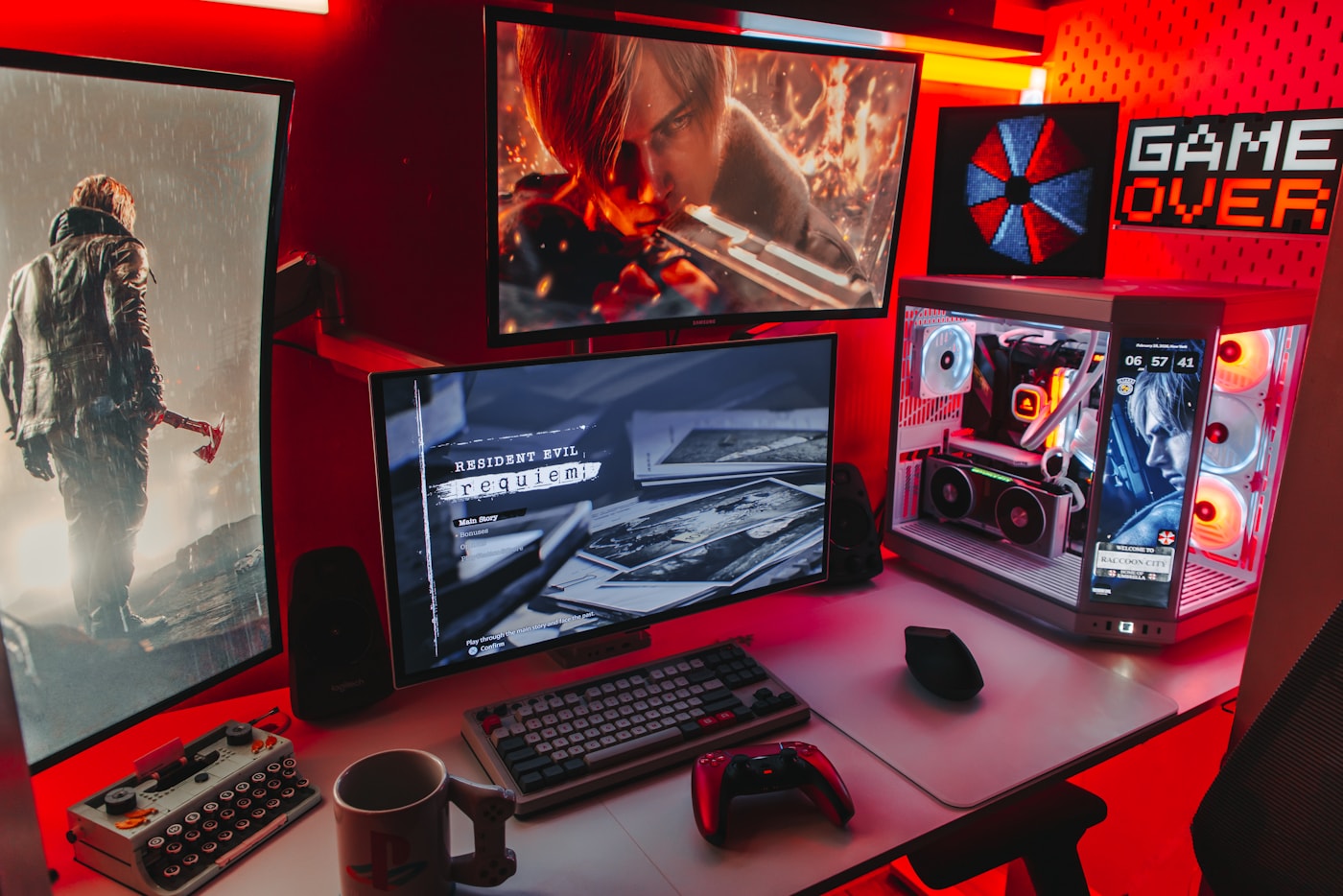 1440p gaming monitor setup with RGB lighting